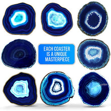 Load image into Gallery viewer, Blue Agate Coasters Set of 4 - 3.5&quot;-4&quot; - Brazilian Geode Crystal Decor - (3.5&quot;-4&quot; Blue)
