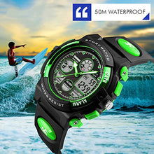 Load image into Gallery viewer, Kid's Digital Watch LED Outdoor Sports 50M Waterproof Watches Boys Children's Analog Quartz Wristwatch with Alarm - Green

