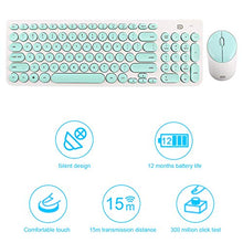 Load image into Gallery viewer, Wireless Keyboard and Mouse Combo, FD iK6630 2.4GHz Cordless Cute Round Key Set Smart Power-Saving Whisper-Quiet Slim Combo for Laptop, Computer,TV and Mac (Mint Green &amp; White)
