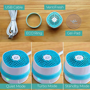 VentiFresh ECO Compact Air Purifier - Source Air Cleaner for Toilet, Cat Litter Box, Trash Can and Laundry - Filterless Air Purifier