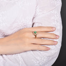 Load image into Gallery viewer, Beyond jewelry Genuine Emerald Diamond Ring 14K Yellow Gold Statement Rings for Women
