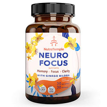 Load image into Gallery viewer, Brain Booster Supplement Nootropics - Neuro Focus for Brain, Memory, Clarity, Focus with Gingko Biloba, Bacopa Monnieri, St. Johns Wort - 30 Brain Food Capsules

