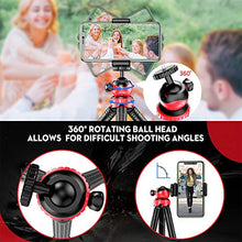 Load image into Gallery viewer, SR SUN ROOM Compatible Portable Flexible Cell Phone Tripod Stand for iPhone and Samsung Android Smart Phone with Remote and Universal Clip 360° Rotating
