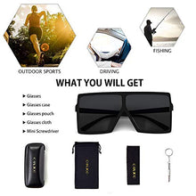 Load image into Gallery viewer, CHAUOO Ultralight Square Oversized Sunglasses Classic Fashion Style 100% UV Protection for Women Men (Black)
