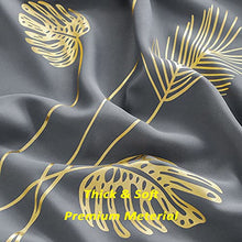 Load image into Gallery viewer, Estelar Textiler Grey and Gold Blackout Curtains Window Curtain Panels with Palm Tree and Wheat Pattern Light Blocking Curtains for Living Room Sliding Glass Door, Grey, 52Wx108L, 2 Panels
