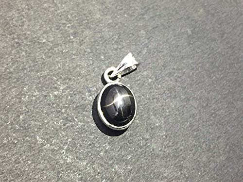 925 Sterling Silver Black Star Diopside Pendant 9 x 11 mm Oval Diopside