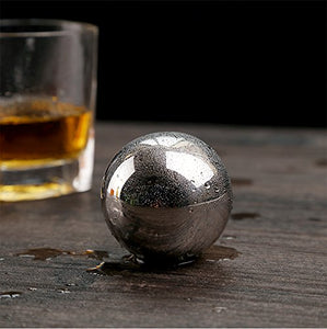 Whiteswallow Reusable Stainless Steel Ice Cube Metal Whiskey Stones Ball for Drinks Set of 4