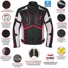 Load image into Gallery viewer, Motorcycle Jacket For Men Textile Motorbike Dualsport Enduro Motocross Racing Biker Riding CE Armored Waterproof All-Weather (Red, Medium)
