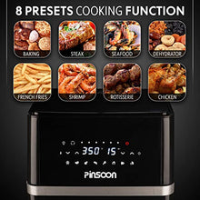 Load image into Gallery viewer, PINSOON 10-Quart Air Fryer (Rotisserie Shaft &amp; Layer Racks &amp; Nonstick Basket), Electric Hot Air Fryer Oven Oilless Cooker, Full Circle Heated Cyclonic System, 12 Accessories, 8 Cooking Presets, LED Digital Touchscreen (50 Recipes)
