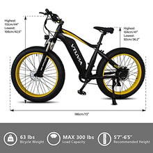 Load image into Gallery viewer, vtuvia Electric Bike for Adults, 26&quot; 4.0 Fat Tire Ebikes, 48V 13Ah Removable Lithium-Ion Battery Waterproof City Bicycle Electric 7 Speeds Gear, Hunting Beach Snow Electric Bicycles (Yellow)
