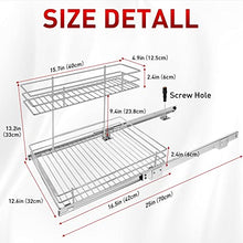 Load image into Gallery viewer, Under Sink Cabinet Organizer, Tksrn Pull Out Organizer Kitchen Under Sink Slide Out Storage Shelf with 2 Tier Sliding Wire Drawer - 12.6W x 16.5D x 13H - Request at Least 13 inch Cabinet Opening

