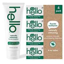Load image into Gallery viewer, Hello Naturally Whitening Fluoride Toothpaste, Farm Grown Mint, Vegan, SLS Free, Gluten Free, Peroxide Free, 4.7 Ounce (Pack of 4)
