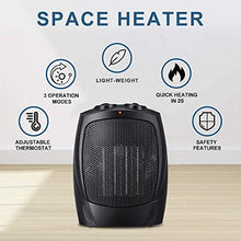 Load image into Gallery viewer, Kismile Small Space Heater Electric Portable Heater Fan for Home and Office Ceramic Fan Heaters with Adjustable Thermostat, 750W/1500W (8.1 Inch, Black)
