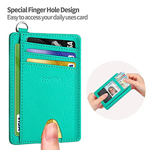 EcoVision Slim Minimalist Front Pocket Wallet, RFID Blocking Credit Card Holder Wallet with Detachable D-Shackle for Men Women