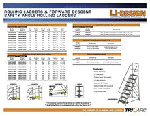 Load image into Gallery viewer, Tri-Arc UKDSR108246 U-Design Configurable 8-Step, 56 Degree Incline Rolling Ladder with 24" Wide Perforated Tread
