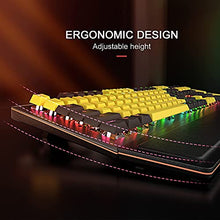 Load image into Gallery viewer, Mechanical Gaming Keyboard, PowerLead Wired Keyboard Rainbow RGB Backlit with Detachable Leather Wrist Rest, Programmable Settings with N-Key Flip, for Windows PC/MAC Games (104 Keys, Blue Switch)
