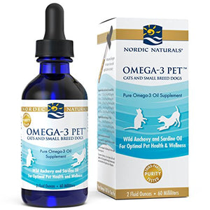 Nordic Naturals Omega 3 Pet - Fish Oil Liquid For Cats and Small Dogs, Omega-3s,EPA And DHA Supports Skin, Coat, Joint And Overall Health In Triglyceride Form For Optimal Absorption, 2 Ounces