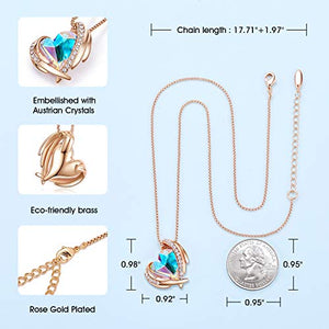 CDE Love Heart Pendant Necklaces for Women Silver Tone Rose Gold Tone Crystals Birthstone Jewelry Gifts for Party/Anniversary Day/Birthday