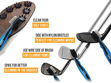 Load image into Gallery viewer, Voplop Golf Brush and Club Groove Cleaner - Easily Attaches to Golf Bag - Deep Clean Iron Grooves - Cleaning Club Face - Bag Clip &amp; Retractable Extension Cord (Blue)
