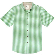 Load image into Gallery viewer, Dubinik Mens Button Down Short Sleeve Shirt 100% Cotton Plaid Casual Shirts with Pocket Bright Green
