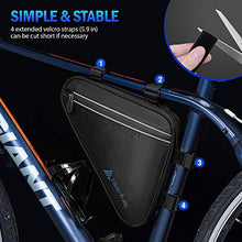 Load image into Gallery viewer, Hikenture Bike Storage Bag, Waterproof Triangle Bike Bag for MTB &amp; Road Bike, Top Tube Bike Frame Bag with 1.5L Capacity &amp; Mesh Pocket, Bicycle Accessories Pack Bike Pouch for Phone, Keys, Pump, Tools

