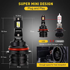 9004/HB1 LED Headlight Bulbs leppein S Series Dual Hi/Lo Beam 24xCREE Chips 6500K Cool White 6000LM Halogen Replacement Conversion Kit-1 Pair