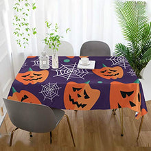Load image into Gallery viewer, ALAZA Halloween Seamless Pattern with Flat Icons Purple Background Tablecolth Table Cover for Party Dining Room Kitchen Decor,54 X 54,Stain and Wrinkle Resistant Washable Rectangle Table Cloth
