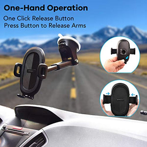 Suction Cup Phone Holder for Windshield/Dashboard/Window, Universal Dashboard & Windshield Sturdy Suction Cup Car Phone Mount with Strong Sticky Gel Pad,Compatible W/ iPhone, Samsung &Other Smartphone