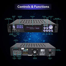 Load image into Gallery viewer, 4-Channel Home Audio Power Amplifier - w/ 70V Output - 1000 Watt Rack Mount Stereo Receiver w/ AM FM Tuner, Headphone, Microphone Input for Karaoke, Great for Commercial Entertainment Use - Pyle PT720A
