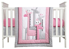 Load image into Gallery viewer, Little Love by NoJo Giraffe Time 4 Piece Bedding Set, Pink
