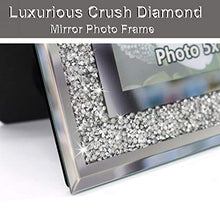 Load image into Gallery viewer, Crushed Diamond Wedding Mirror Photo Frame, Crystal Silver Glass Picture Frame For Photograph Size 8x10 inch, Pack of 2 Pieces, table top Stand frame &amp; Wall Frame. Bling Sparkle Crushed Diamond Home Decor.
