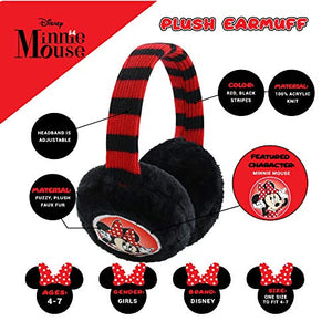 Disney Toddler Winter Earmuffs and Kids Gloves, Minnie Mouse Ear Warmers, Black, Little Girls, Ages 4-7