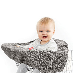 Skip Hop Baby Shopping Cart & High Chair Cover: Machine Washable Cart Liner with Padded Seat, Grey Feather