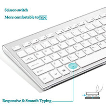 Load image into Gallery viewer, Wireless Keyboard and Mouse Combo,2.4G Wireless Combo,Full Size Slim Thin Wireless Keyboard with Palm Rest and Comfortable Mouse (White&amp;Silver)
