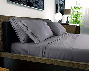 DreamCare 6 Piece Deep Pocket Sheets Microfiber Sheets Bed Sheets Bedding Sets Queen Size, Gray