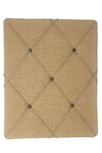 Load image into Gallery viewer, 19.75” x 15.75&quot; Natural Tan Burlap Covered with Criss-Cross Twine Bulletin Picture &amp; Memo Board
