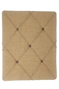 19.75” x 15.75" Natural Tan Burlap Covered with Criss-Cross Twine Bulletin Picture & Memo Board