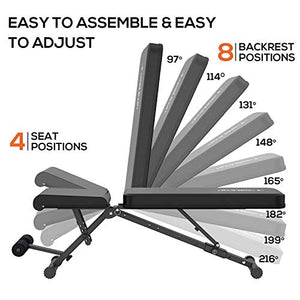 Weight Bench Adjustable Workout Bench Press Foldable Incline/Decline Lifting Exercise Bench Strength Training Benches for Home Gym