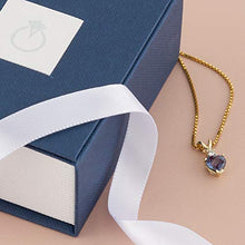 Load image into Gallery viewer, Peora Created Alexandrite with Genuine Diamond Pendant in 14 Karat Yellow Gold, Heart Shape Solitaire, 6mm, 1 Carat total
