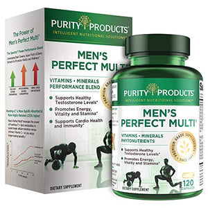 Men's Perfect Multi from Purity Products - Vitamins, Minerals and Phytonutrients - Supports Healthy Testosterone Levels and Promotes Energy, Vitality and Stamina - 120 Capsules