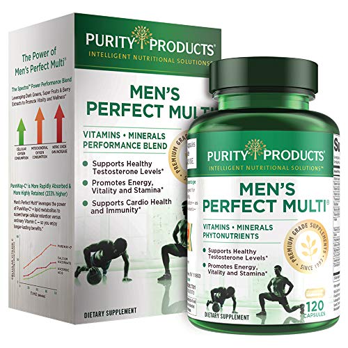 Men's Perfect Multi from Purity Products - Vitamins, Minerals and Phytonutrients - Supports Healthy Testosterone Levels and Promotes Energy, Vitality and Stamina - 120 Capsules