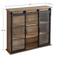 Load image into Gallery viewer, Kate and Laurel Barnhardt Decorative Wooden Wall Cabinet with Two Sliding Glass Doors, 30" x 28", Rustic Brown, Barndoor Modern Farmhouse Storage
