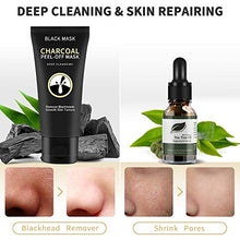 Load image into Gallery viewer, Charcoal Peel Off Face Mask HailiCare Blackhead Remover Face Mask 3 in 1 Purifying Peel Off Charcoal Mask with Tea Tree Serum and Brush for All Skin Types for Teens Men Women
