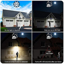Load image into Gallery viewer, Bundle - 2 Pack Black LED Solar Motion Sensor Lights &amp; 2 Pack White LED Solar Motion Sensor Lights; 128 LED 800LM, 3 Adjustable Heads, 270° Wide Angle Illumination, IP65 Waterproof
