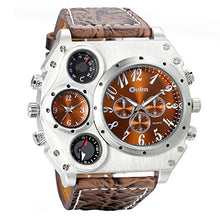 Load image into Gallery viewer, Avaner Mens Big Face Watch, Dual Time Zone Leather Strap Sport Watch, Analog Quartz Wrist Watch with Decorative Compass Thermometer Dial
