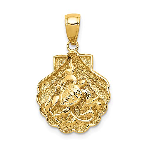 14k Yellow Gold Sea Turtle In A Shell Mermaid Nautical Jewelry Pendant Charm Necklace Life Shore Fine Jewelry For Women Gifts For Her