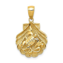 Load image into Gallery viewer, 14k Yellow Gold Sea Turtle In A Shell Mermaid Nautical Jewelry Pendant Charm Necklace Life Shore Fine Jewelry For Women Gifts For Her

