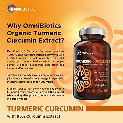 Load image into Gallery viewer, Organic Turmeric Curcumin Supplement 1500mg with BioPerine | 95% Standardized Curcuminoid Extract & Organic Root Powder with Piperine Black Pepper Fruit (10mg), 120 Vegetarian Capsules