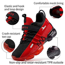 Load image into Gallery viewer, JMFCHI Boys Girls Kids' Sneakers Knitted Mesh Sports Shoes Breathable Lightweight Running Shoes for Kids Fashion Athletic Casual Shoes Black/Red Size 4

