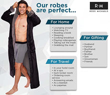 Load image into Gallery viewer, Ross Michaels Mens Robe Big &amp; Tall with Hood - Long Plush Shawl Collar Fleece Bathrobe (Black Gray, Small-Medium)
